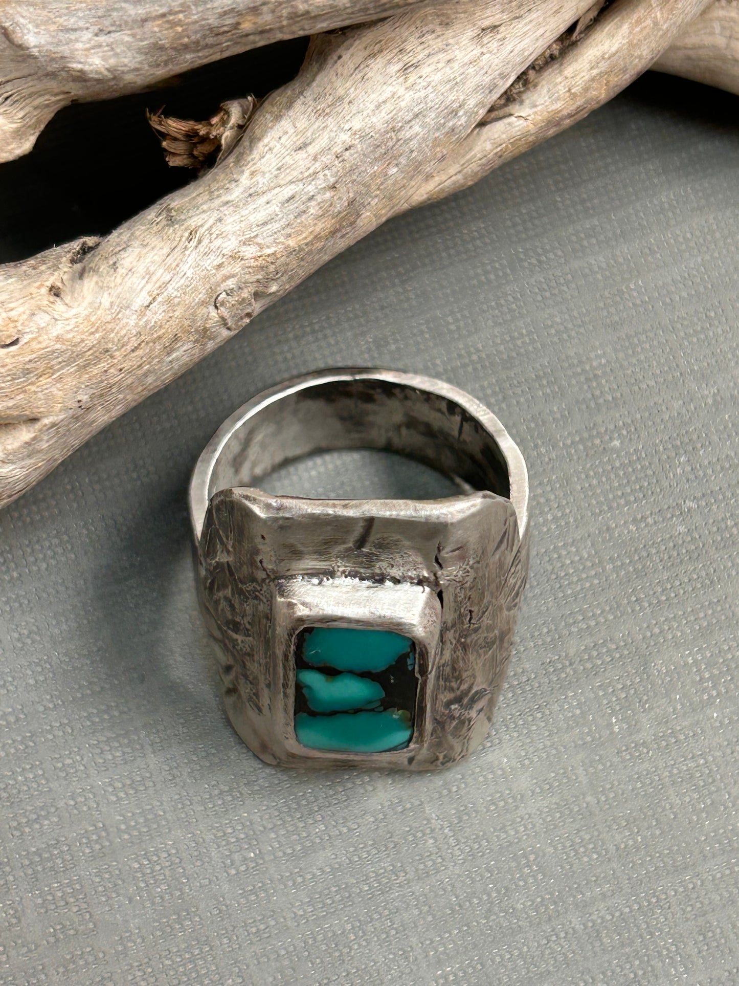 Turquoise silver recycled ring