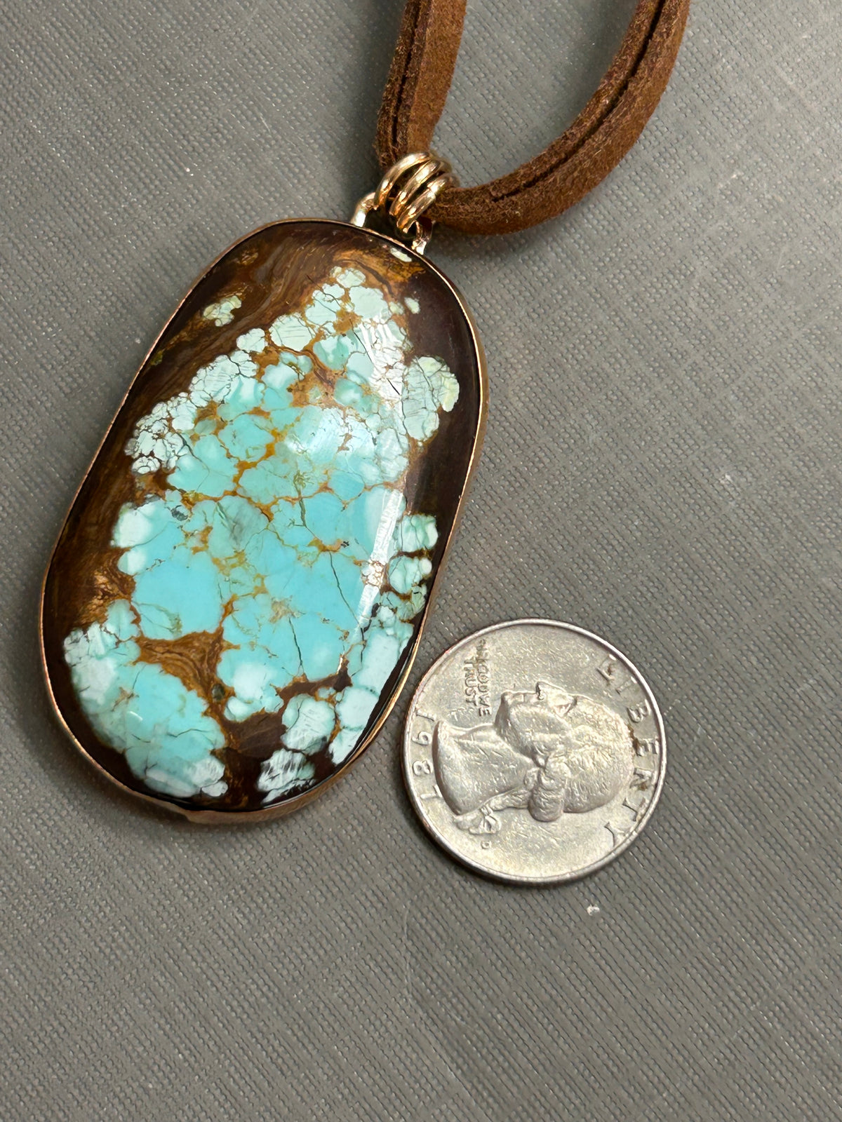 Huge Turquoise on leather- necklace