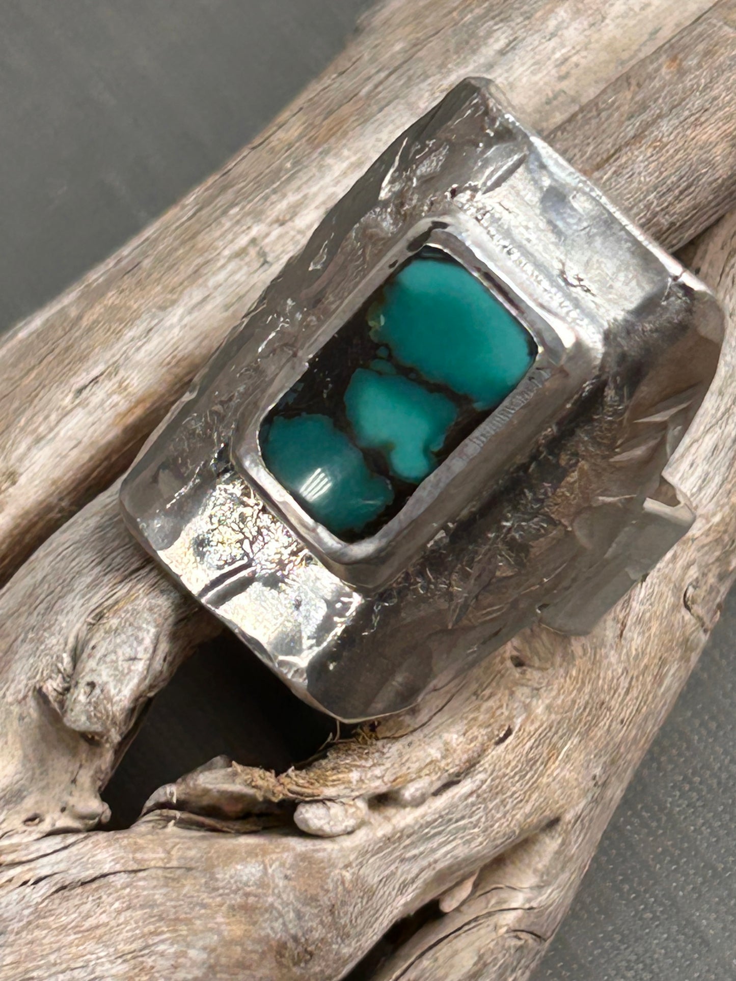 Turquoise silver recycled ring