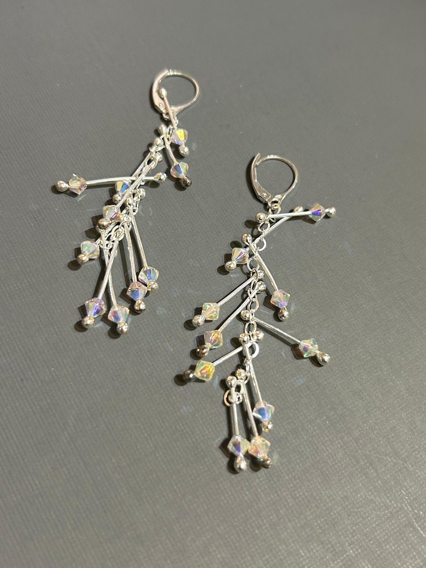 Kinetic earrings silver-diamonds