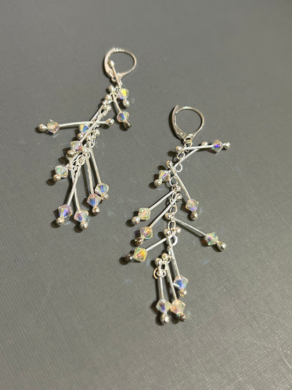 Kinetic earrings silver-diamonds