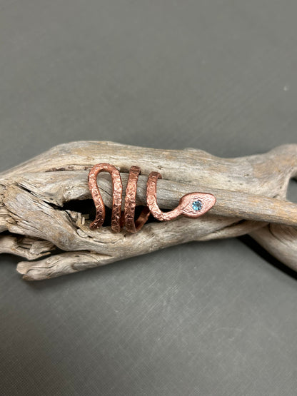 Snake ring-Copper and Topaz