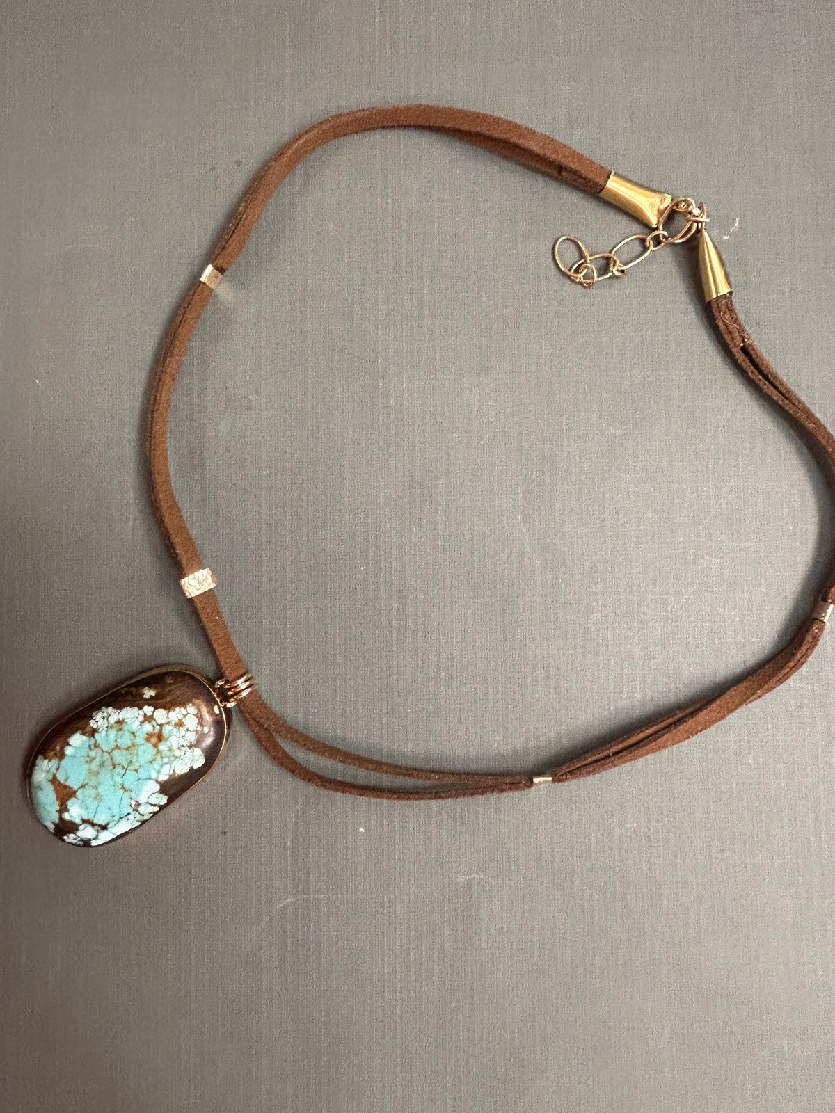 Huge Turquoise on leather- necklace