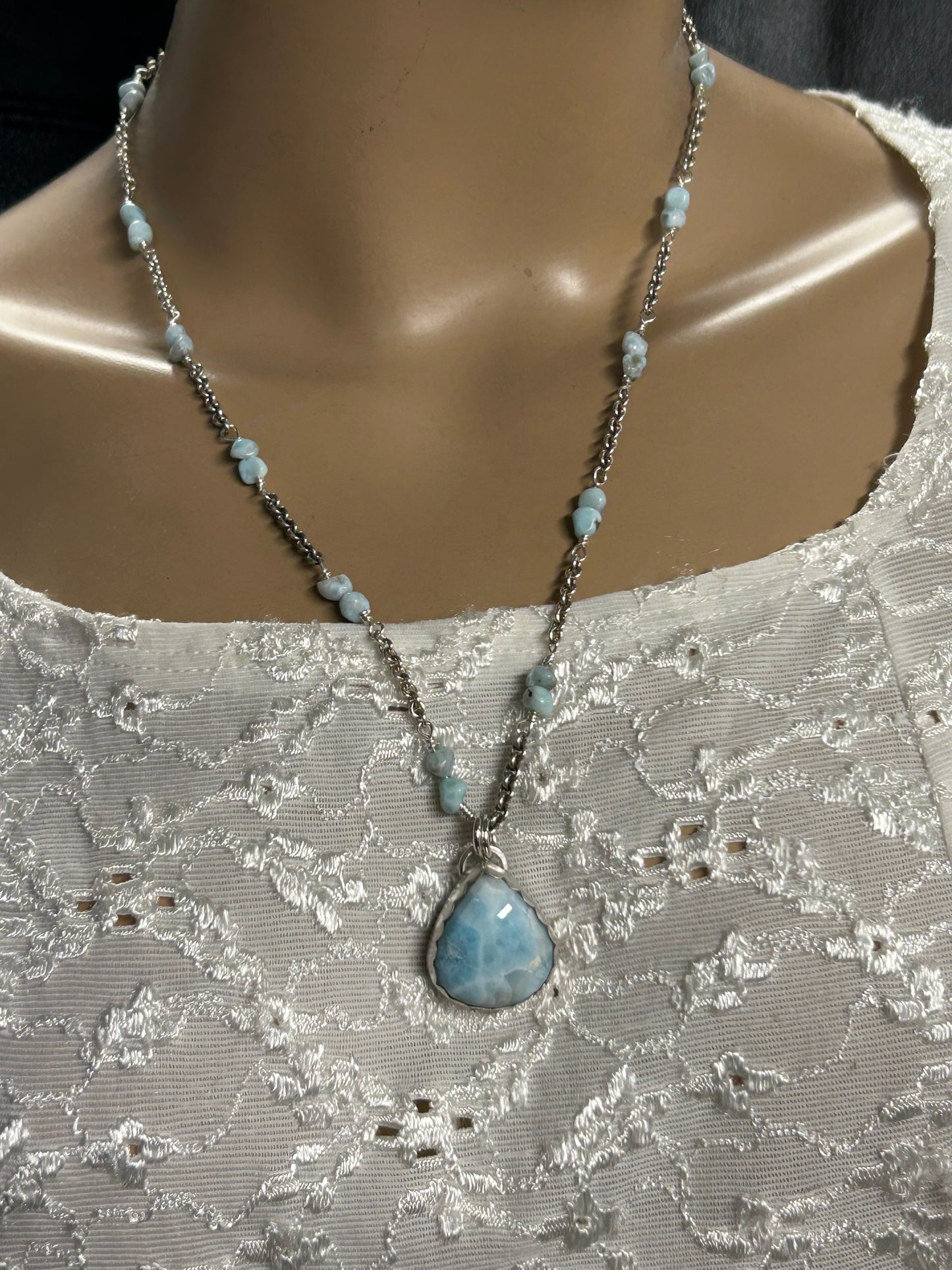 Larimar silver necklace