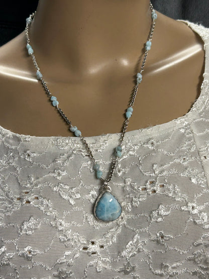 Larimar silver necklace