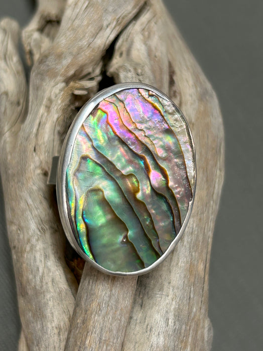 Abalone shell ring