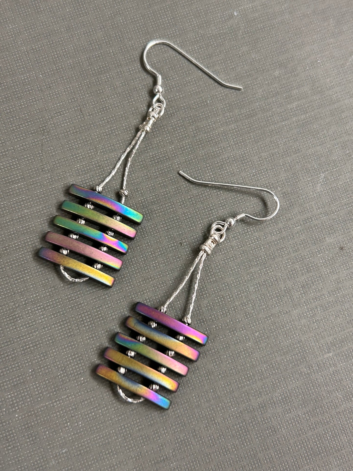 Rainbow hematite earrings