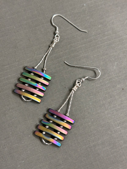 Rainbow hematite earrings