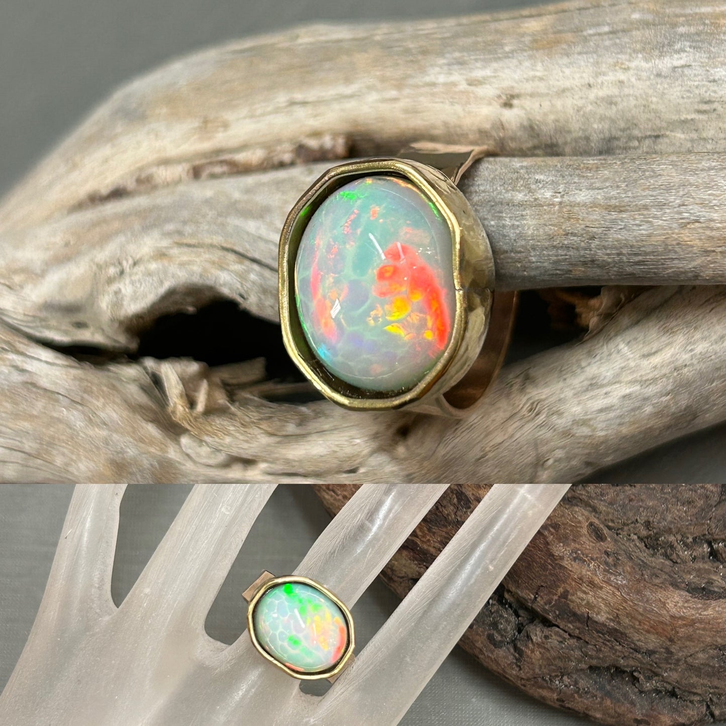 Rainbow Opal Gold ring