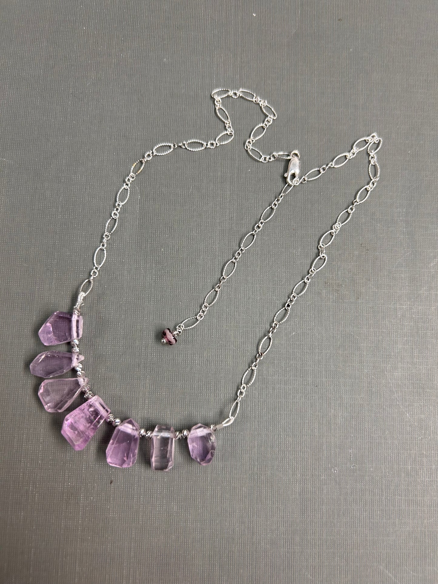 Pink Kunzite and silver necklace