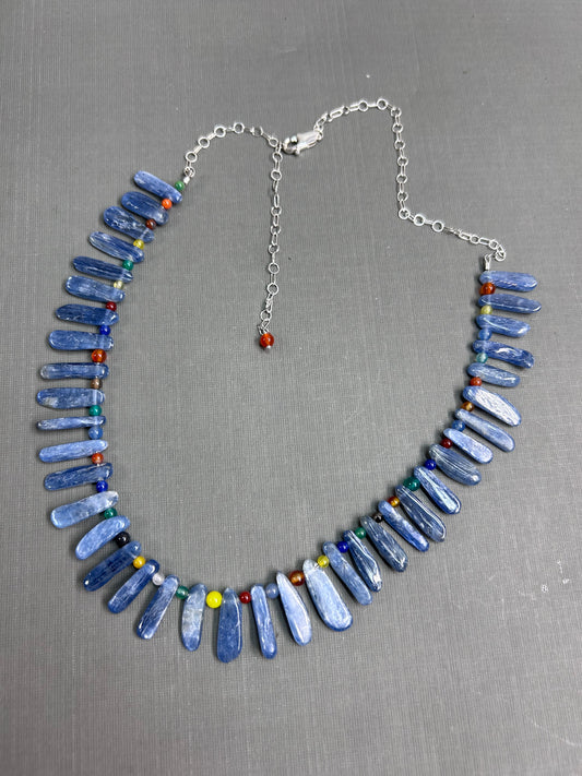 Blue kyanite colorful necklace