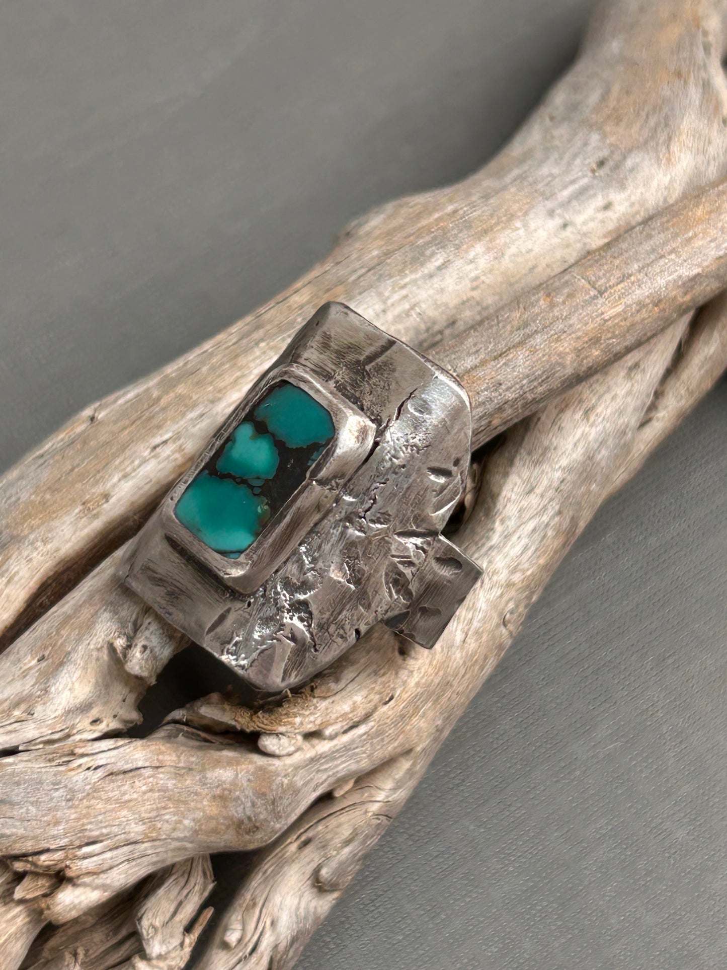 Turquoise silver recycled ring