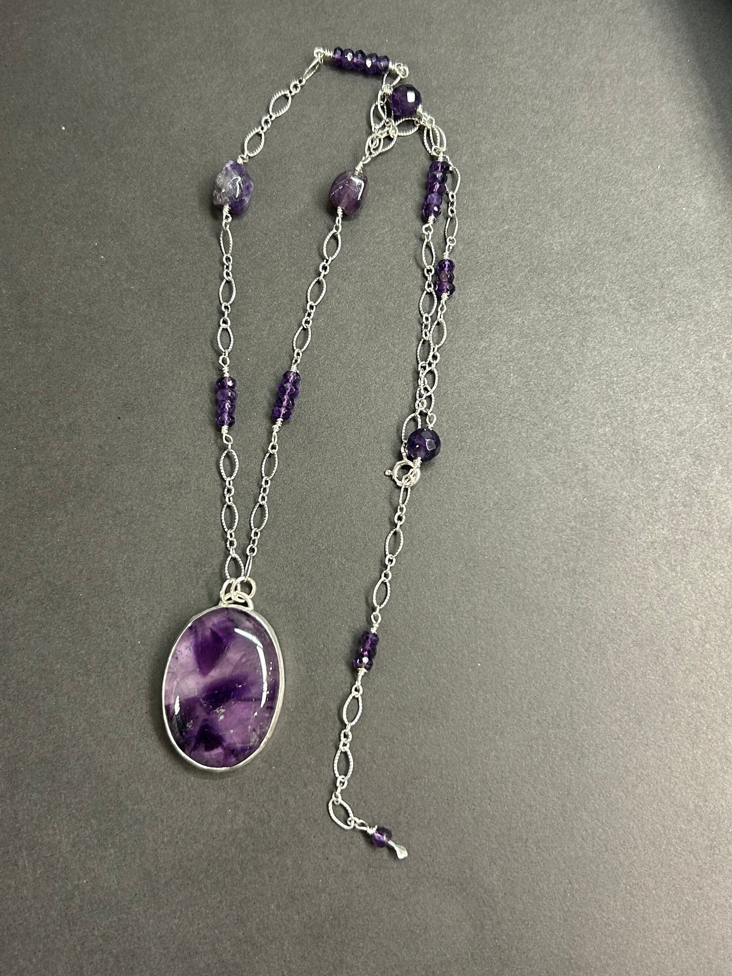 Amethyst and silver necklace