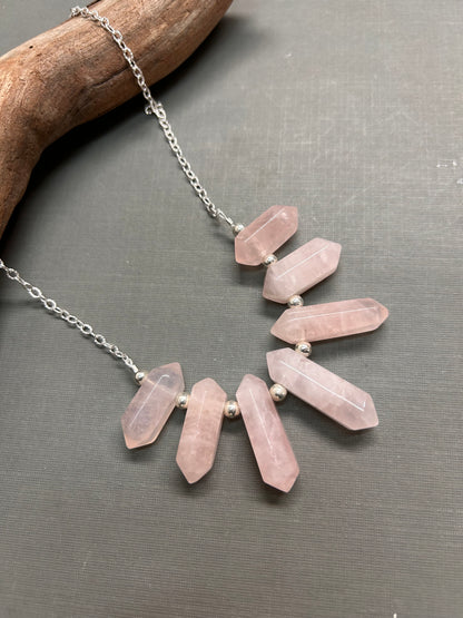 Love necklace Rose Quartz spears