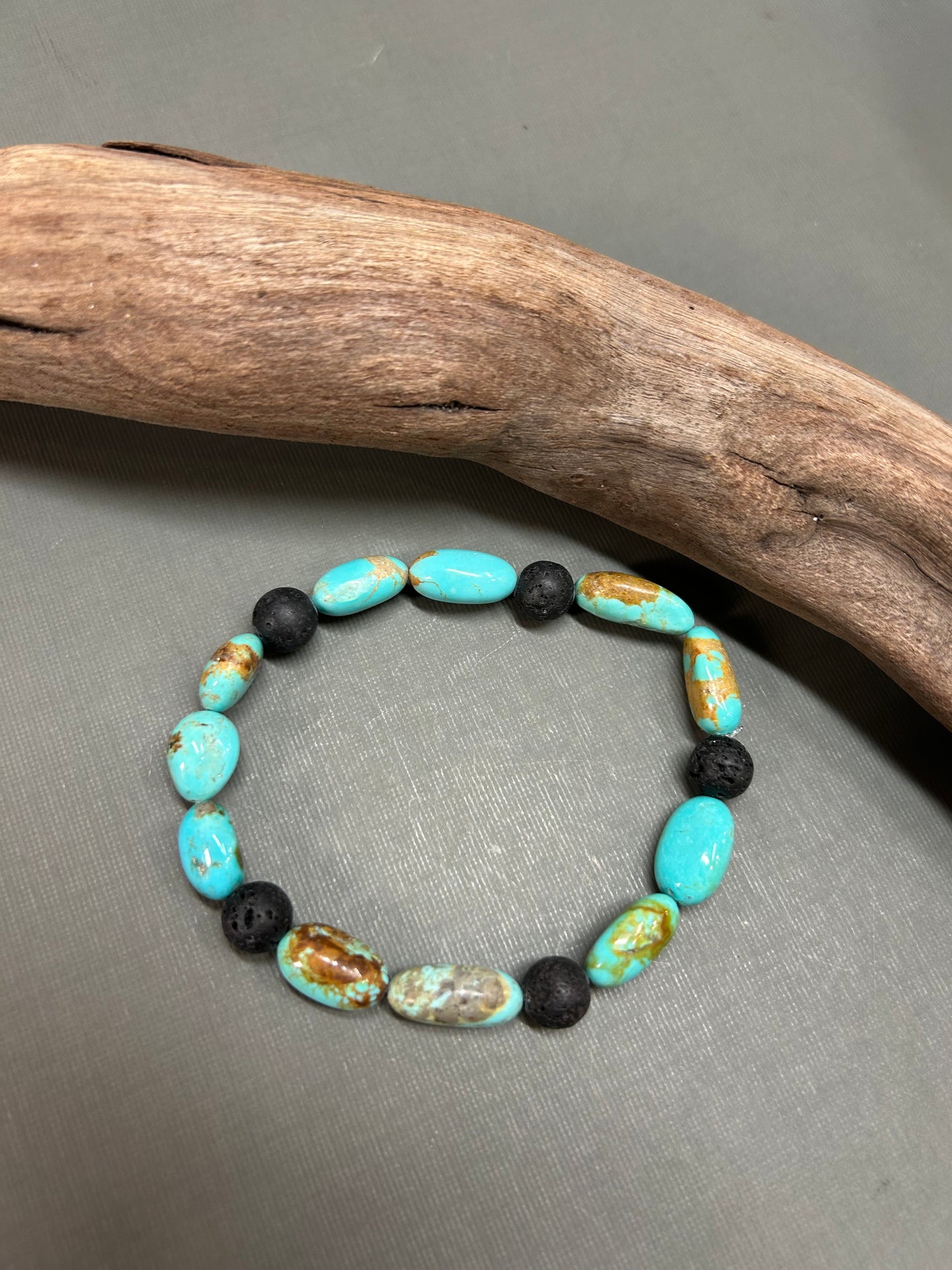 Turquoise and black lava bracelet