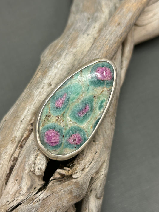 Ruby zoisite silver ring
