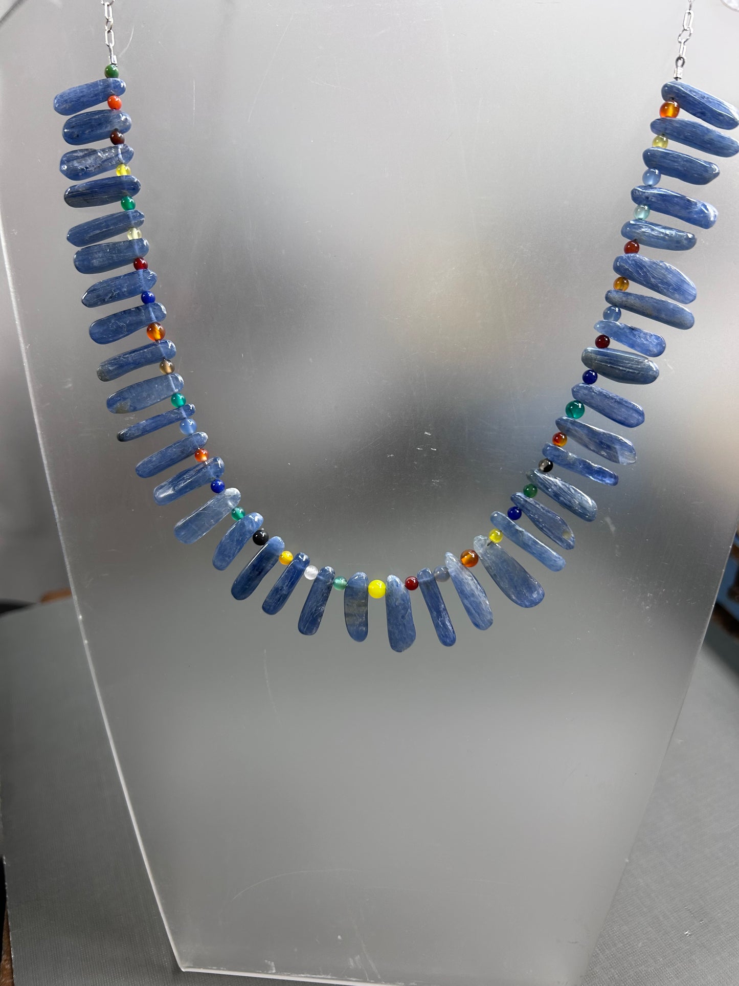 Blue kyanite colorful necklace