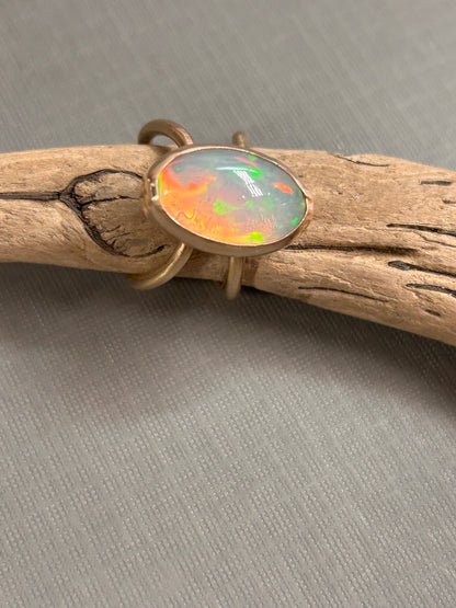 Huge Opal ring 14k gold filled
