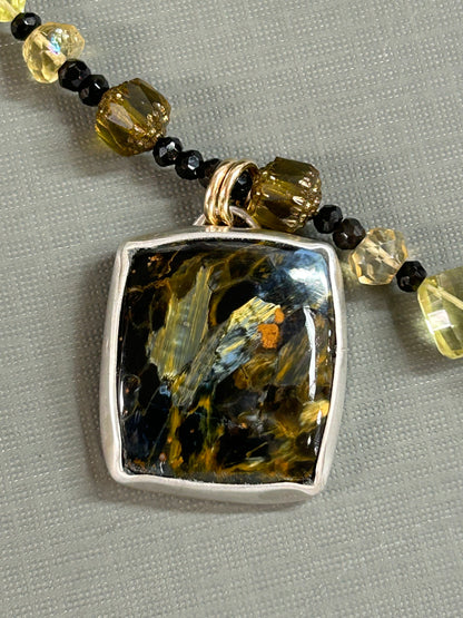 Pietersite black and Gold necklace