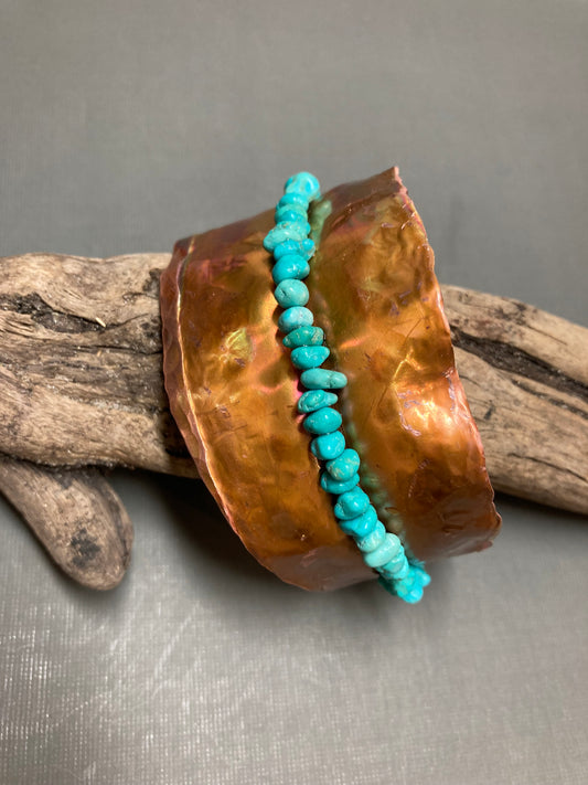 Copper cuff/ blue turquoise