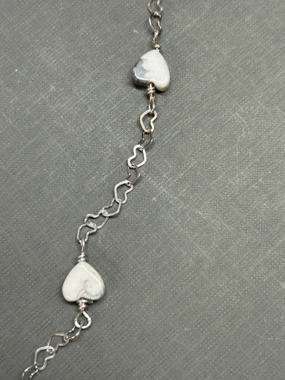 Hearts necklace-White and silver