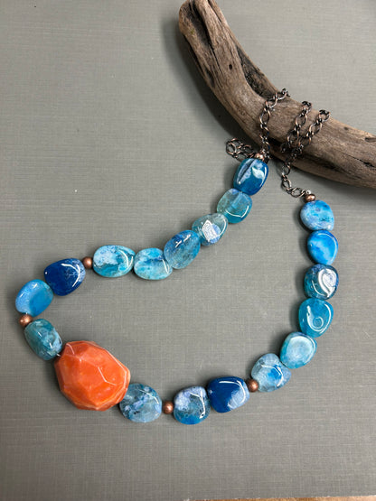 Blue Caribbean chunky necklace