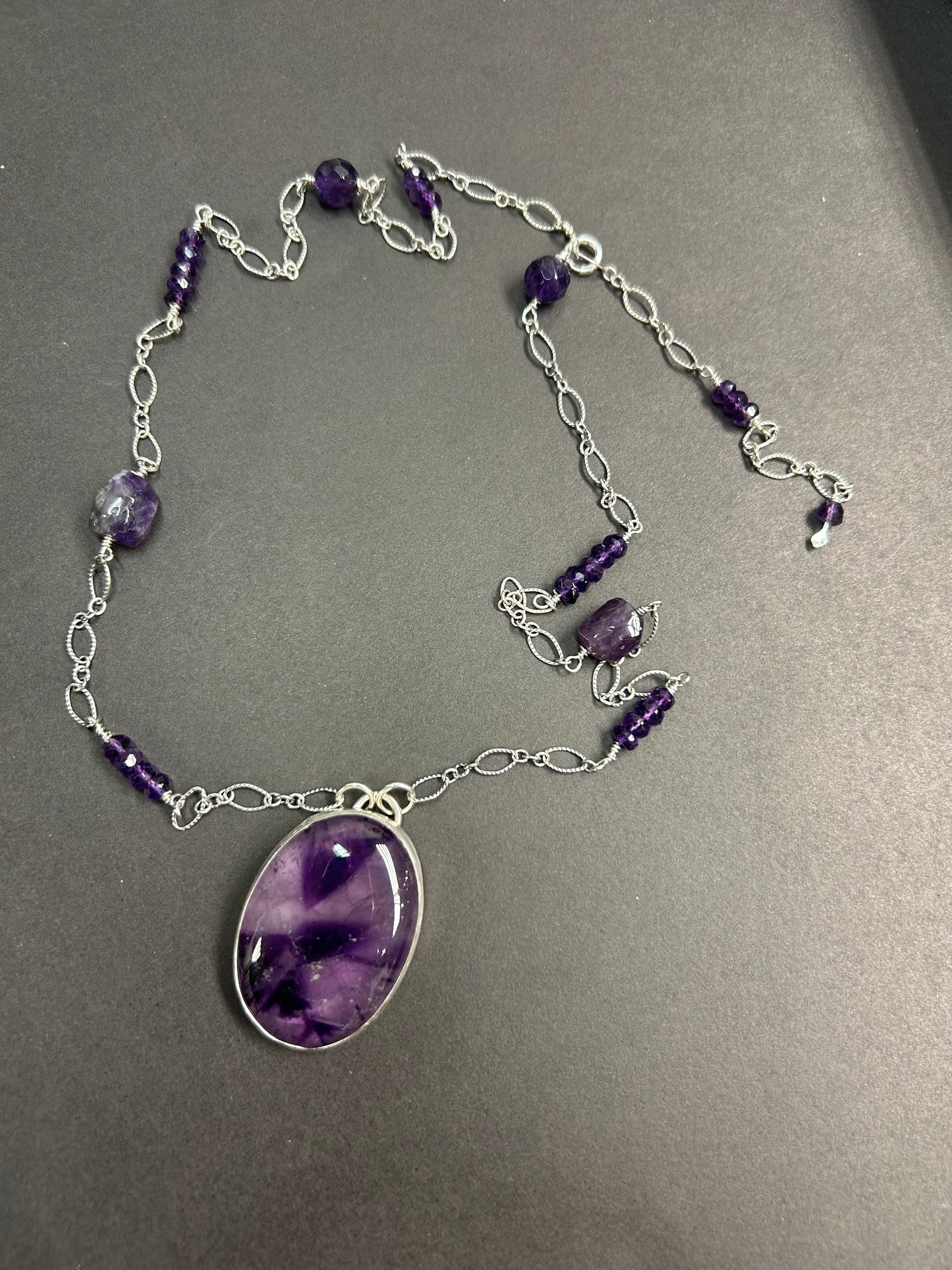 Amethyst and silver necklace