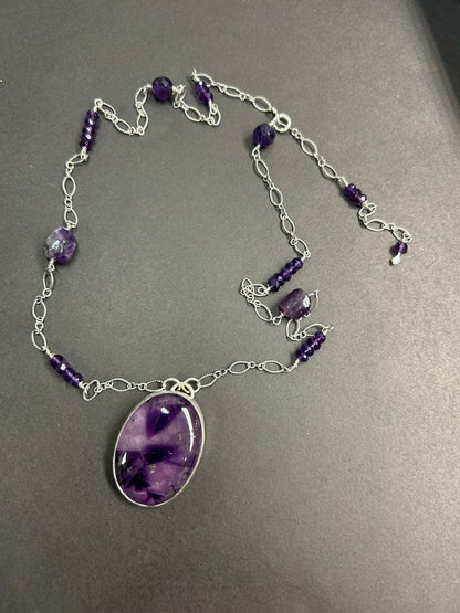 Amethyst and silver necklace