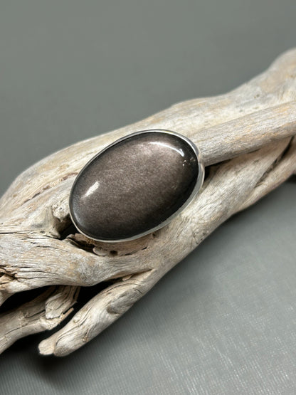 Silver Obsidian ring