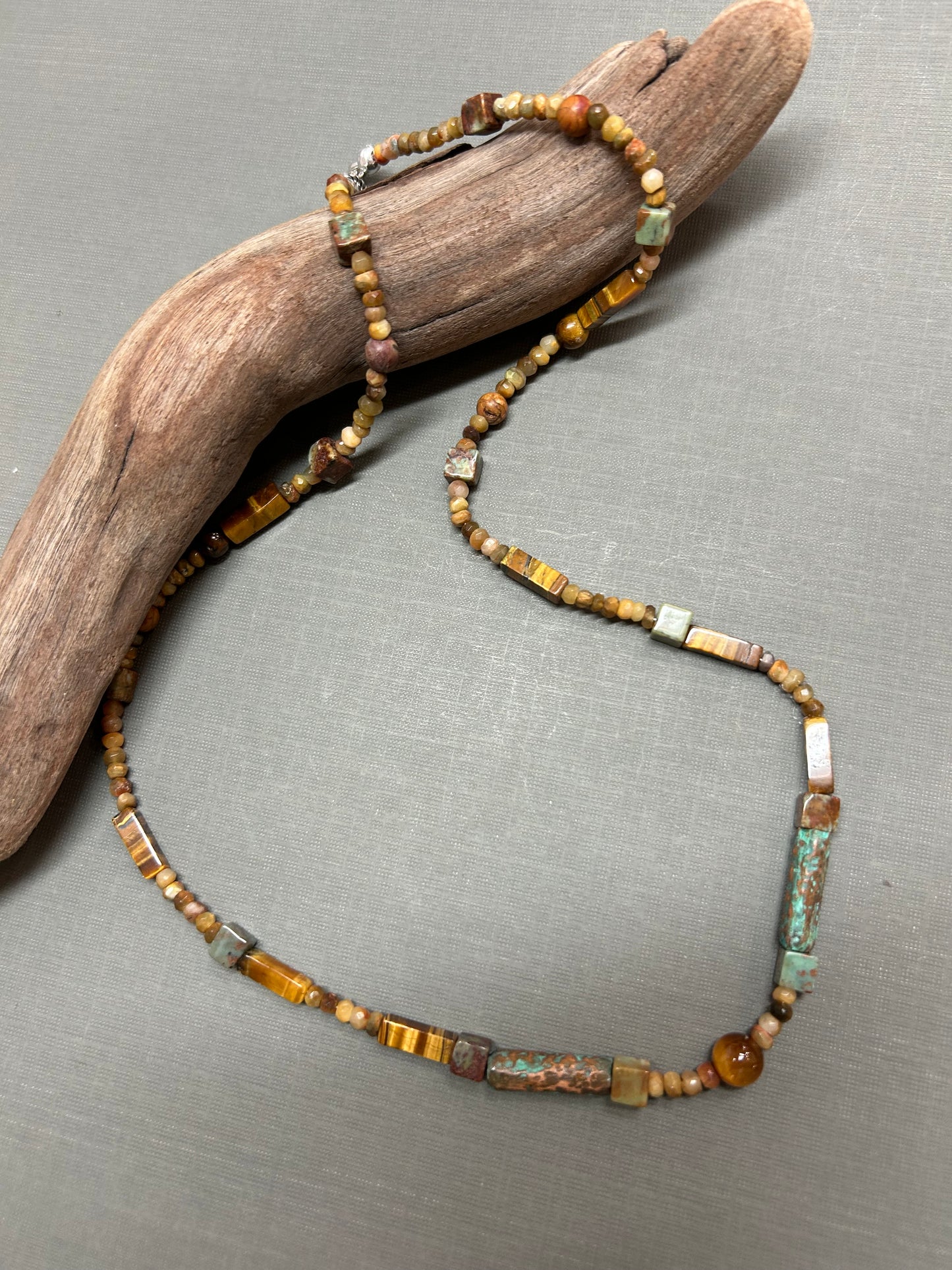 Tigers eye and Turquoise unisex necklace