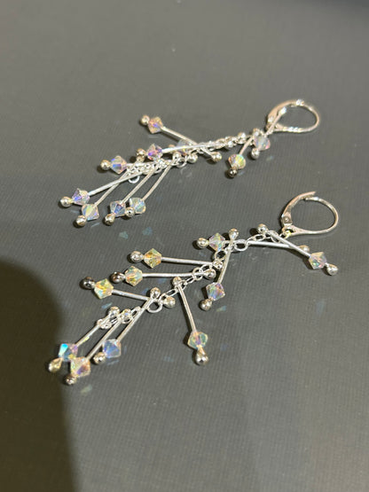 Kinetic earrings silver-diamonds