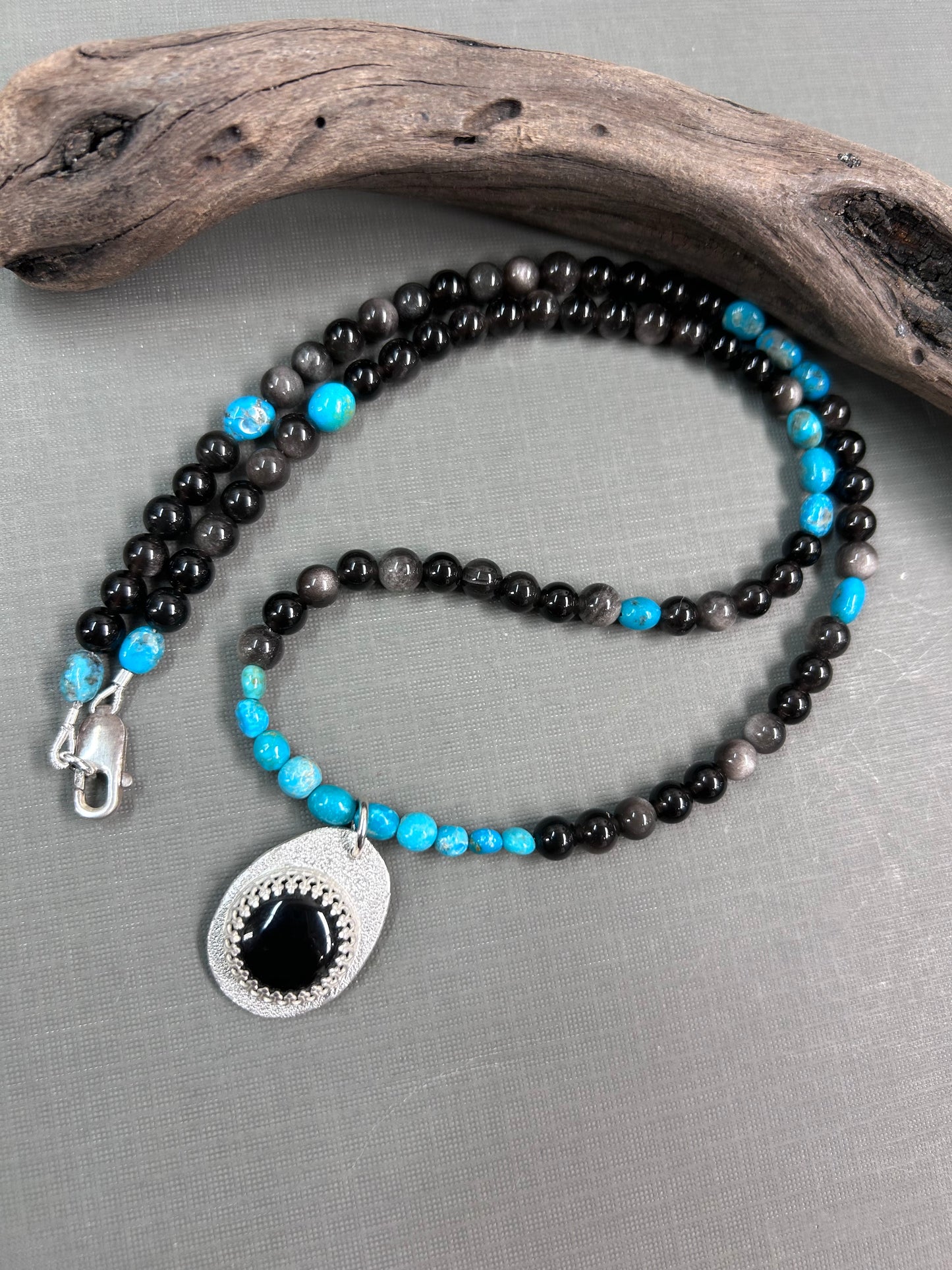 Black Onyx and turquoise necklace