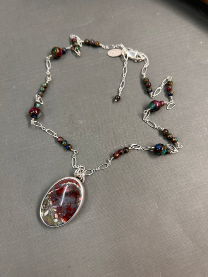 Moss Agate field of flowers necklace
