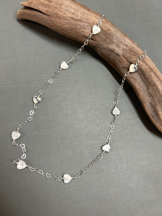 Hearts necklace-White and silver