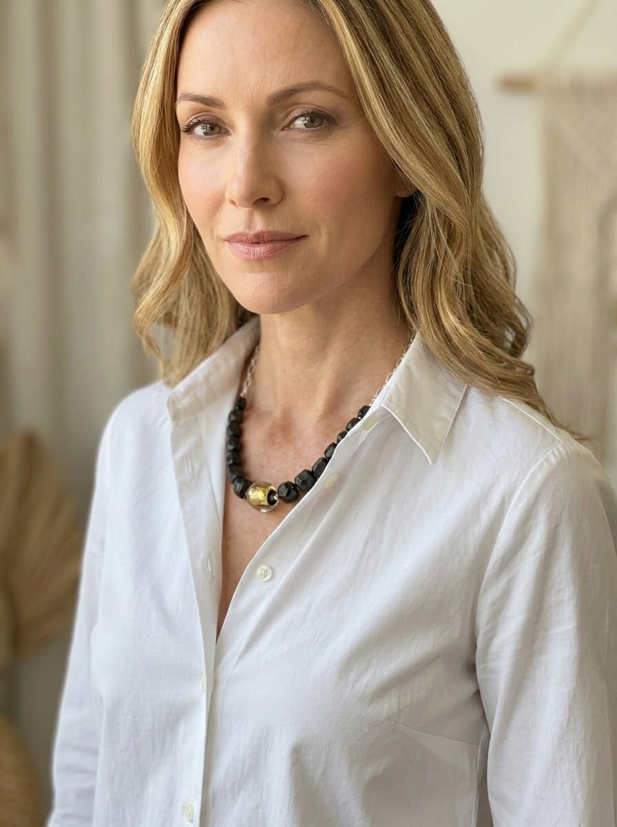 Black Tourmaline and silver necklace