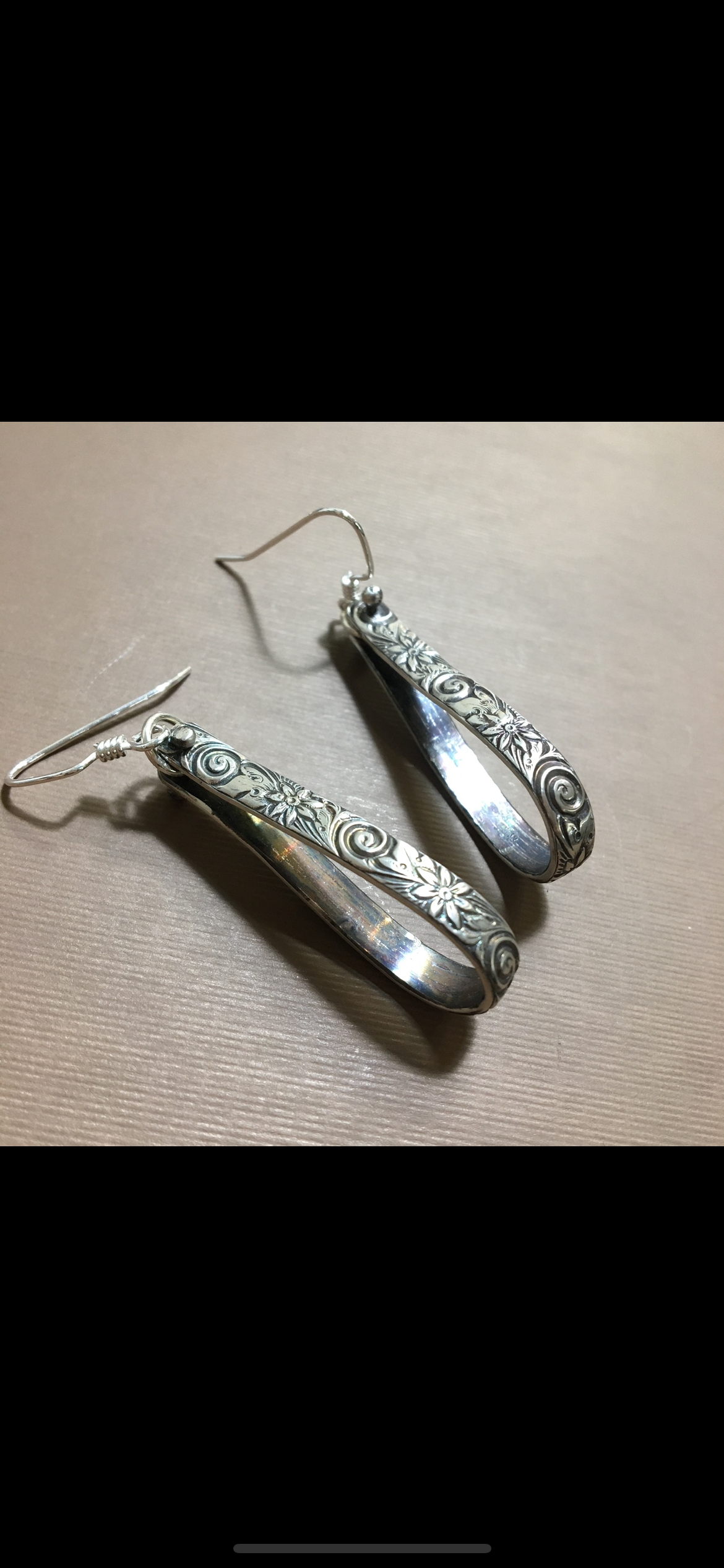 Silver hoops earrings-flower and infinity