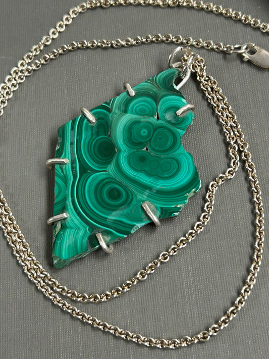 Green Malachite long necklace