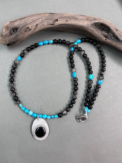 Black Onyx and turquoise necklace