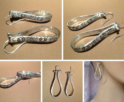 Silver hoops earrings-flower and infinity