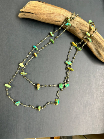 Green Turquoise and Pyrite necklace