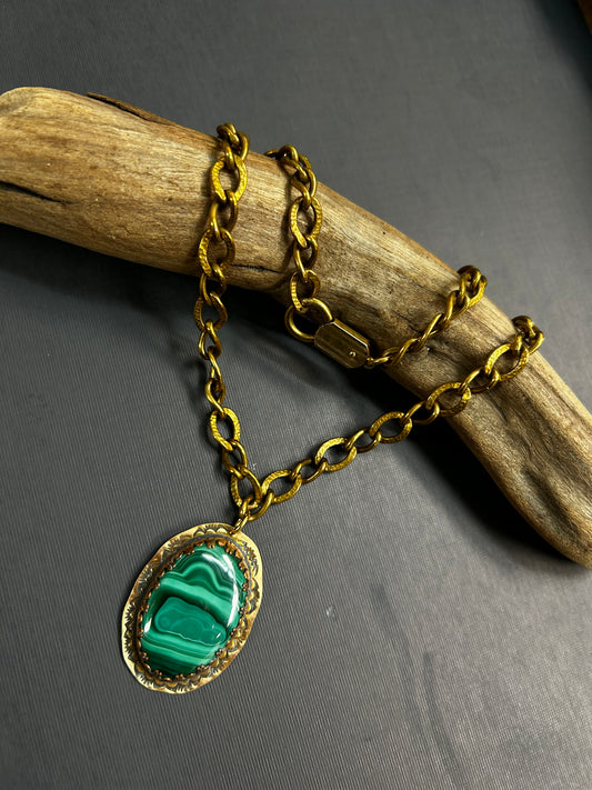 Malachite necklace- Copper and Brass