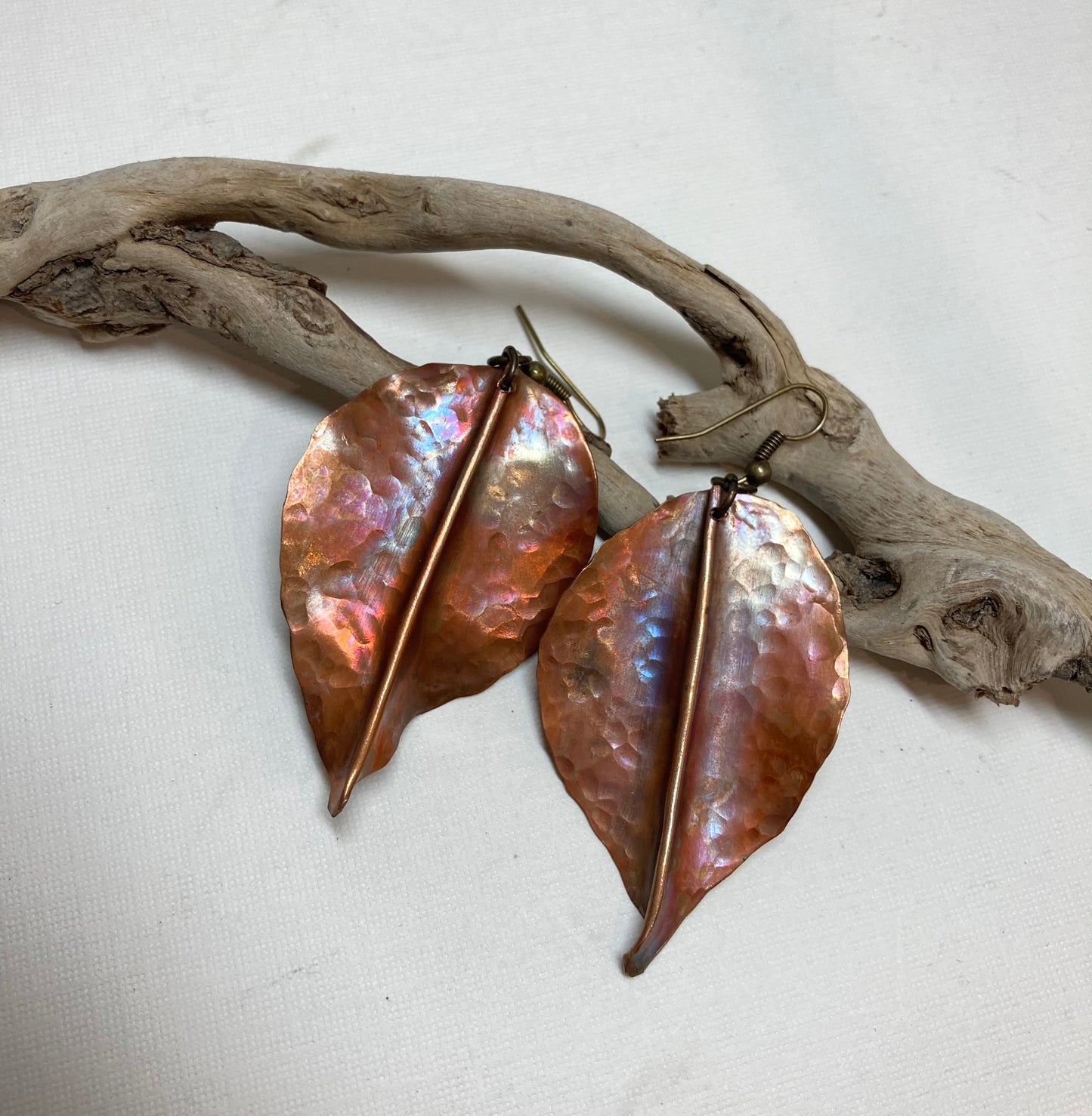 Leaf earrings copper