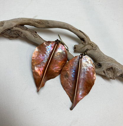 Leaf earrings copper