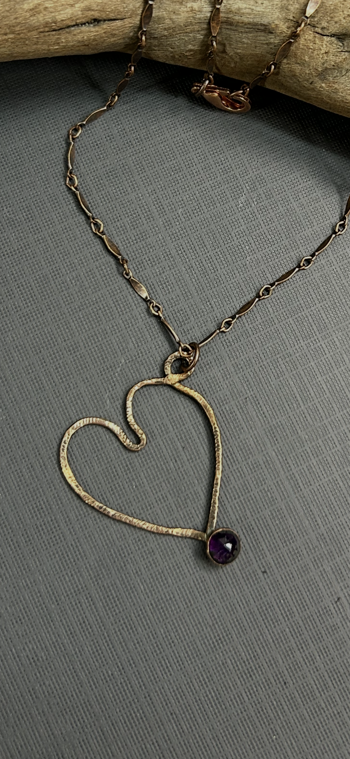 Copper heart in purple