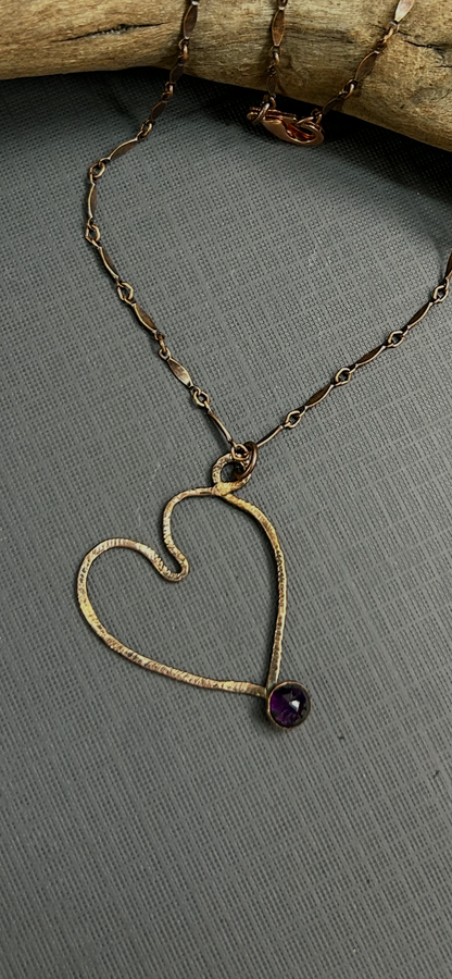 Copper heart in purple