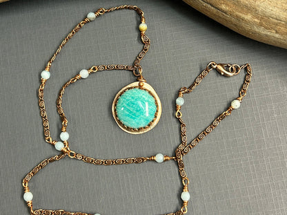 Amazonite in Copper setting, necklace