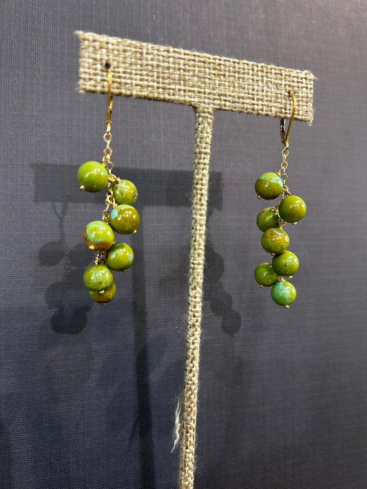 Green Turquoise Sphere earrings-Kinetic