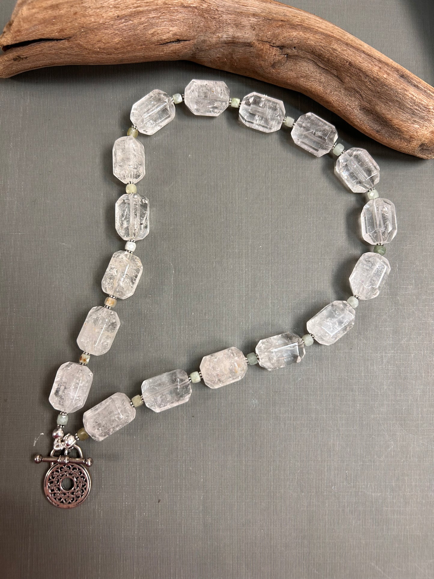 Quartz and Jade chunky necklace