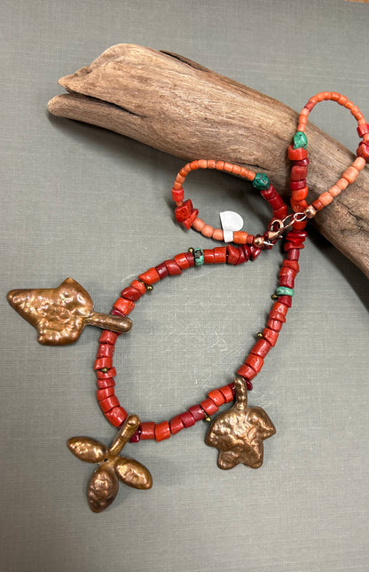 Leaves and Coral necklace
