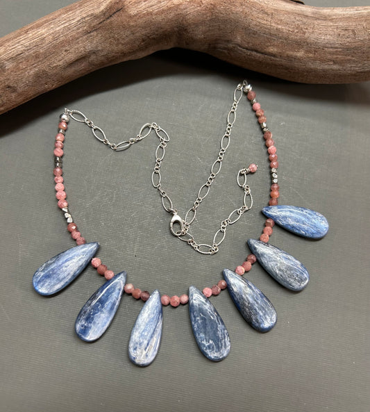 Blue and pink necklace